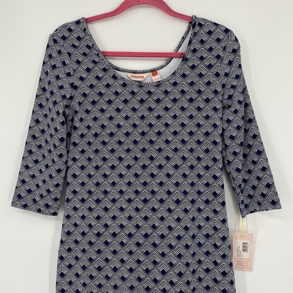 Persifor Women’s Size S Kilpatrick Olafer Knit Dress Bleu Geo Print Scoop Neck - Picture 8 of 10